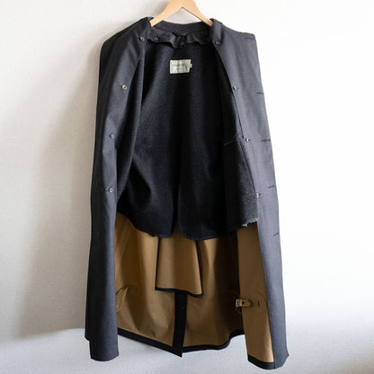 Mackintosh Rubberized Wool Balmacaan Coat Gray Size 38