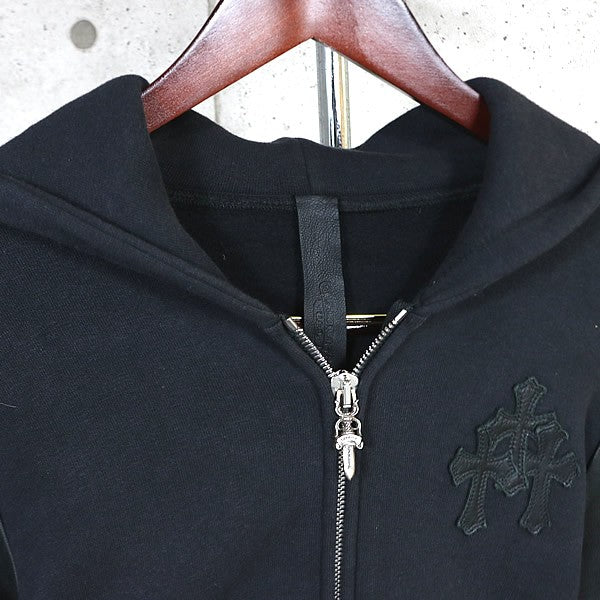 CHROME HEARTS CH Plus Leather Panel Hoodie Black Size M