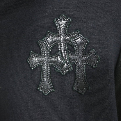 CHROME HEARTS CH Plus Leather Panel Hoodie Black Size M