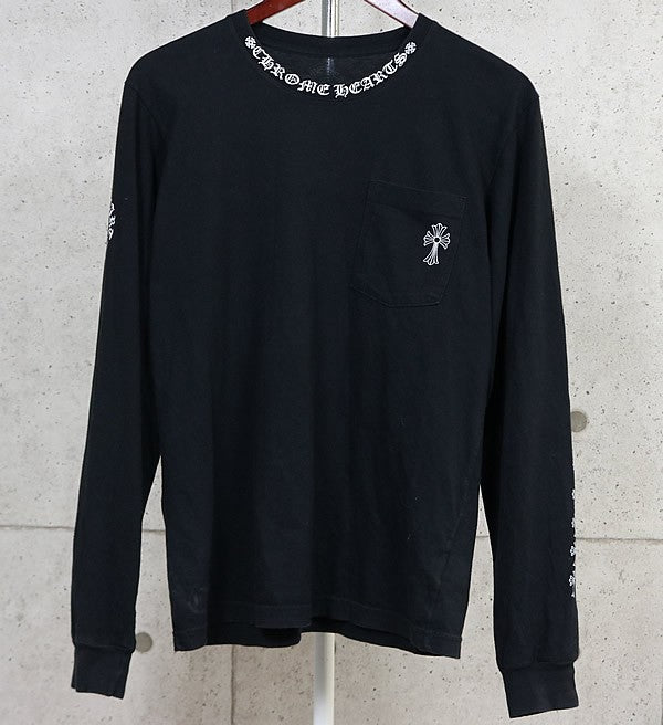 CHROME HEARTS Neck Logo Long Sleeve T-Shirt Black Size M