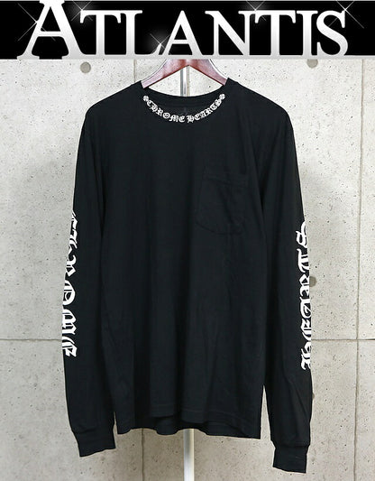 CHROME HEARTS Old English Neck Logo Long Sleeve T-Shirt Black Size L