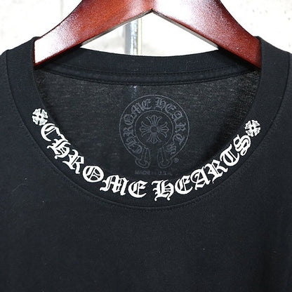 CHROME HEARTS Old English Neck Logo Long Sleeve T-Shirt Black Size L