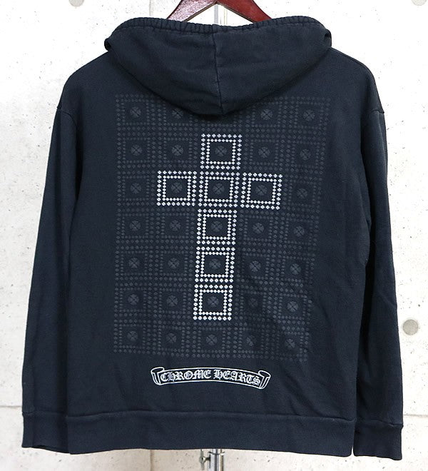 CHROME HEARTS Framed Cross Back Print Hoodie Black Size M
