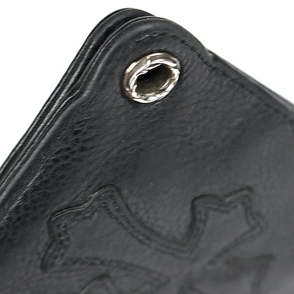 CHROME HEARTS 1 Snap 3 Cemetery Cross Leather Wallet Black