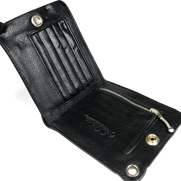 CHROME HEARTS 1 Snap 3 Cemetery Cross Leather Wallet Black