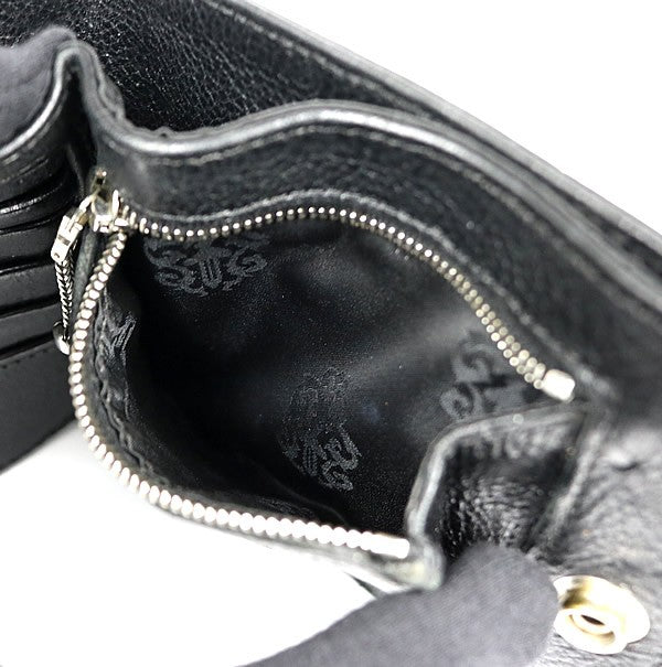 CHROME HEARTS 1 Snap 3 Cemetery Cross Leather Wallet Black