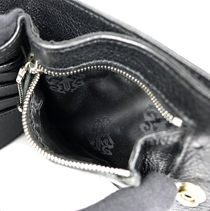 CHROME HEARTS 1 Snap 3 Cemetery Cross Leather Wallet Black