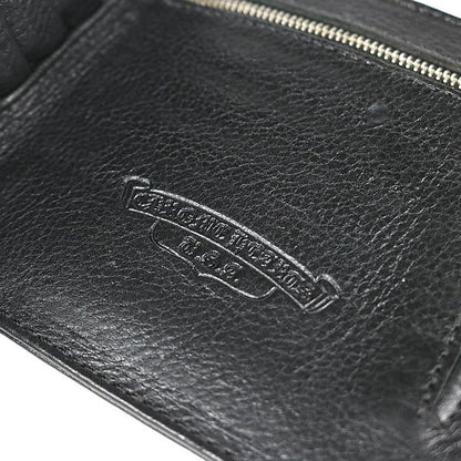 CHROME HEARTS 1 Snap 3 Cemetery Cross Leather Wallet Black