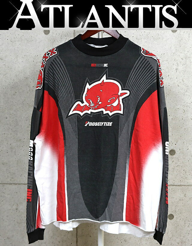 SAINT MICHAEL MORTOR CYCLE Long Sleeve TEE Gray/Red Size OS