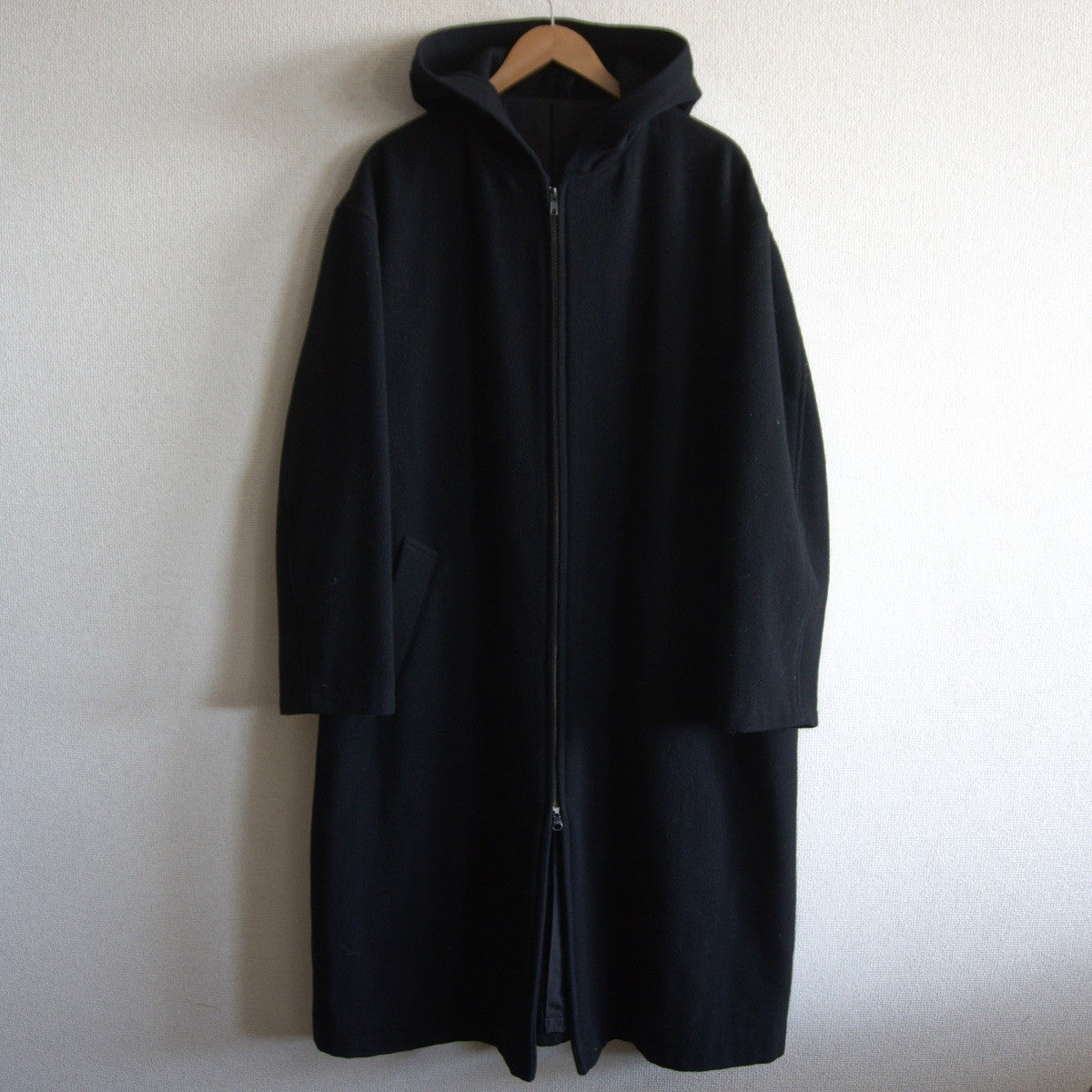 Y's for Men Hooded Wool Long Coat Size XXL