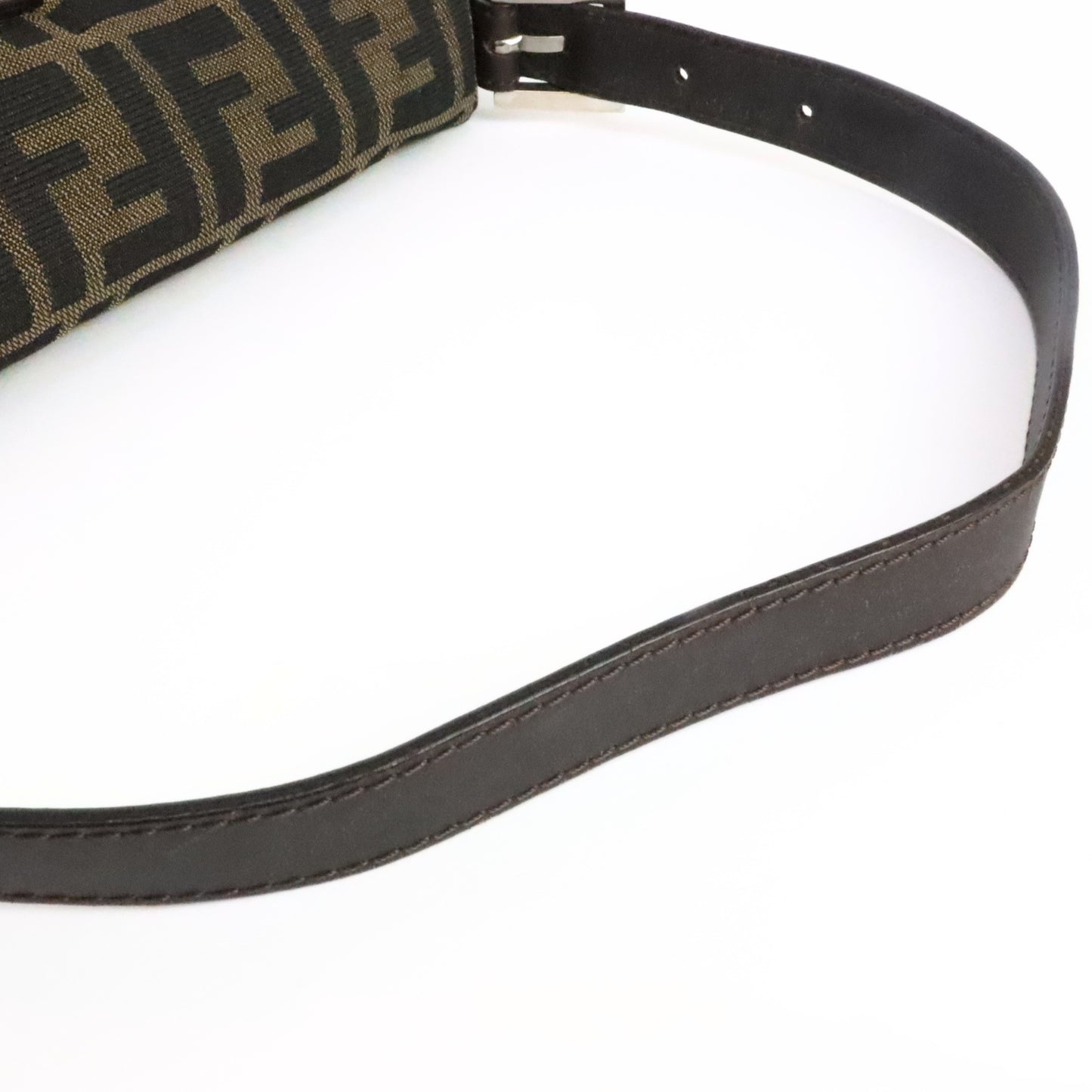 FENDI Mamma Baguette Zucca Canvas Shoulder Bag Size Brown
