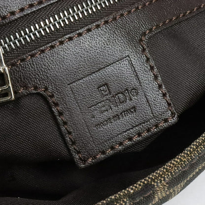 FENDI Mamma Baguette Zucca Canvas Shoulder Bag Size Brown