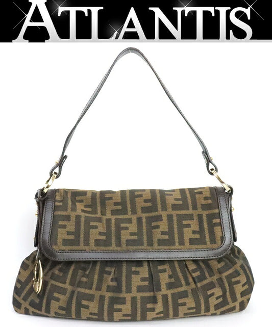 FENDI Chef Bag Zucca Canvas Shoulder Bag Brown Size ONE SIZE
