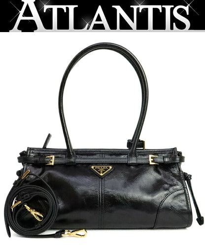PRADA Boni Medium 2-Way Leather Bag Black Size ONE SIZE