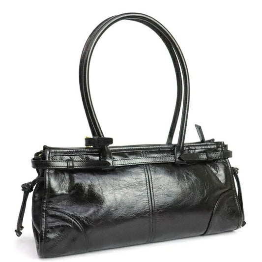 PRADA Boni Medium 2-Way Leather Bag Black Size ONE SIZE
