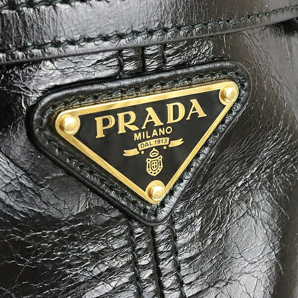 PRADA Boni Medium 2-Way Leather Bag Black Size ONE SIZE