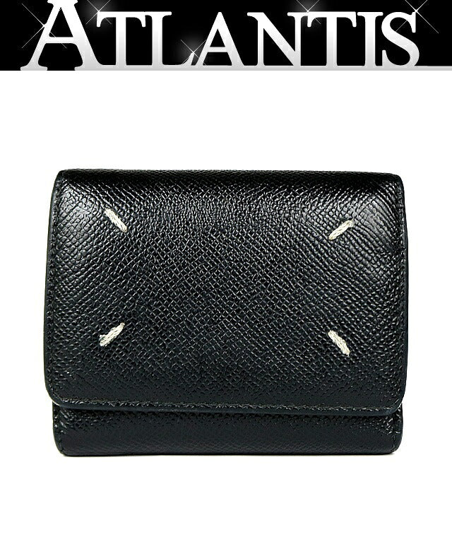 Maison Margiela Tri-fold Leather Wallet Black Size ONE SIZE