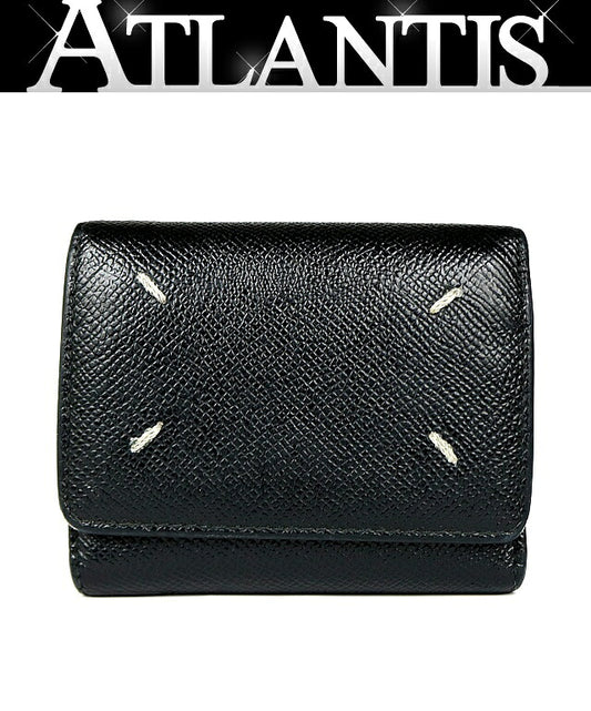Maison Margiela Tri-fold Leather Wallet Black Size ONE SIZE