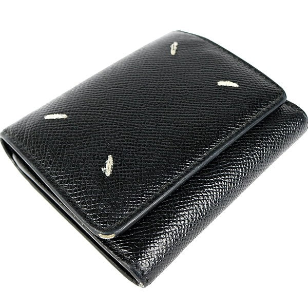 Maison Margiela Tri-fold Leather Wallet Black Size ONE SIZE