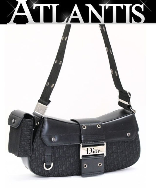 Christian Dior Trotter Street Canvas Black Shoulder Bag Size ONE SIZE