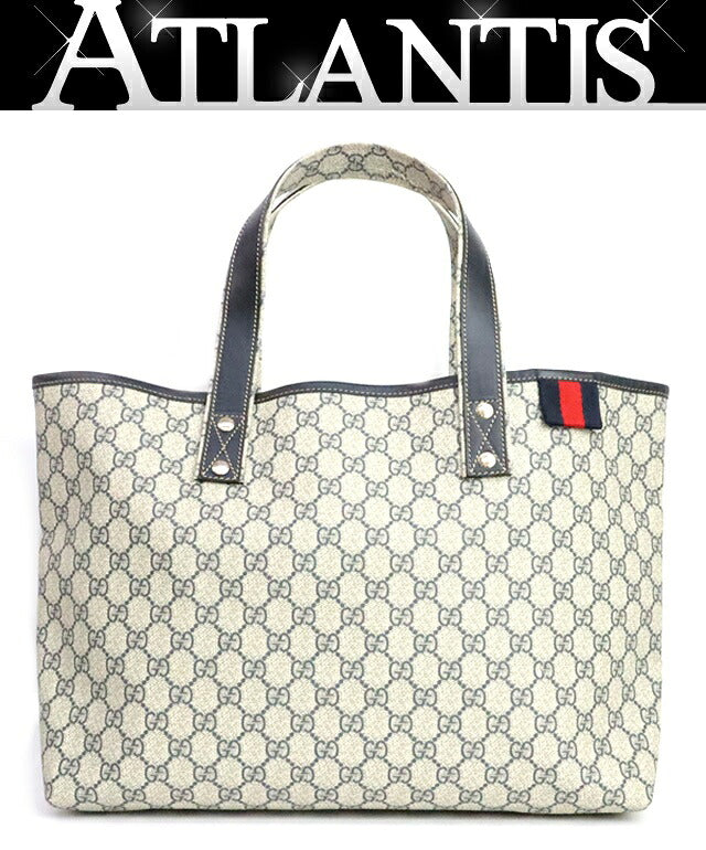 GUCCI GG Supreme PVC Leather Tote Bag Navy Size ONE SIZE
