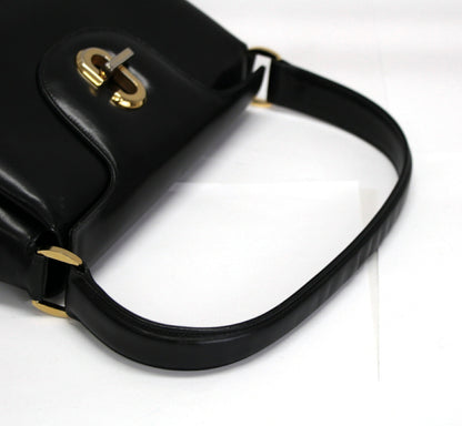 GUCCI Vintage Leather Handbag Black Size ONE SIZE