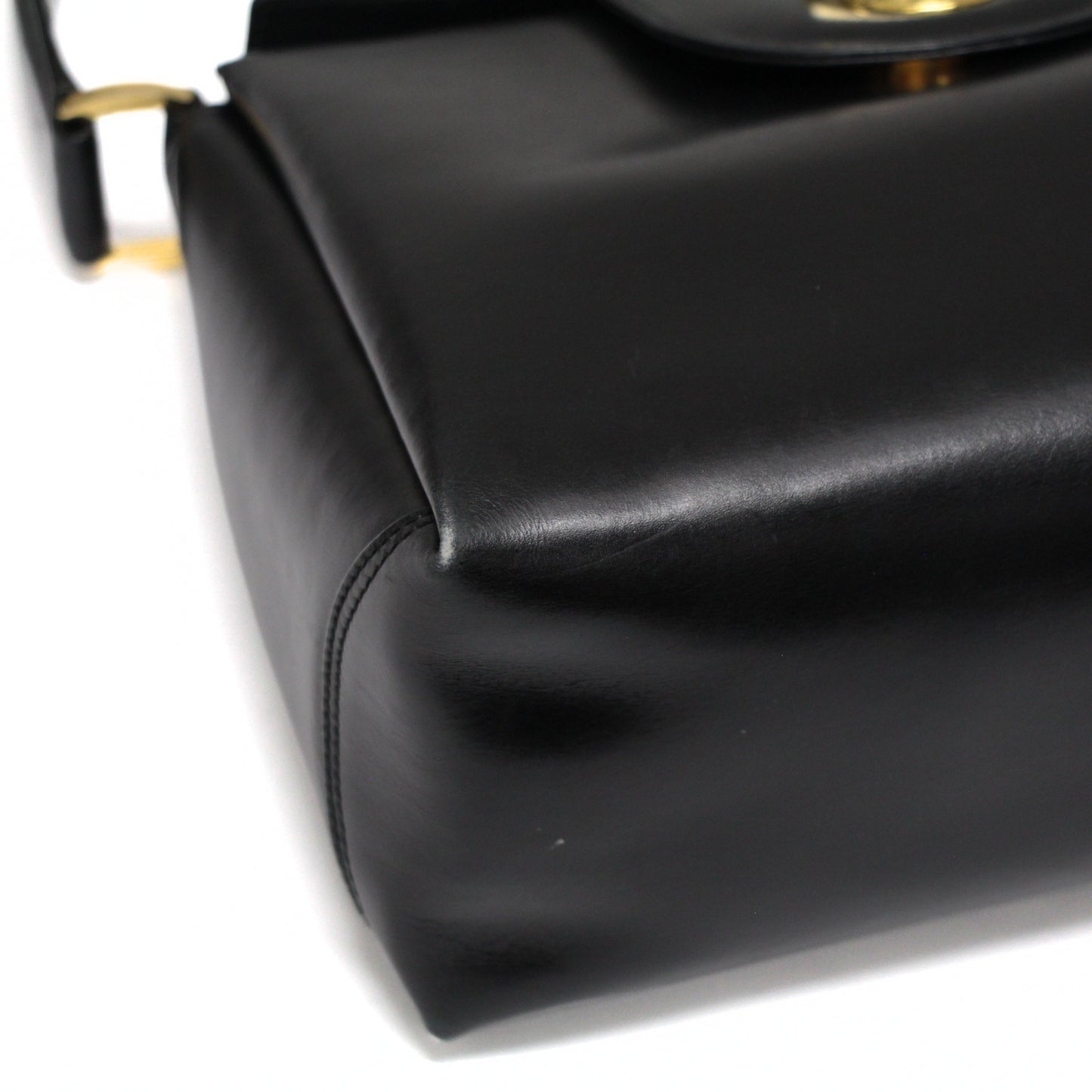 GUCCI Vintage Leather Handbag Black Size ONE SIZE