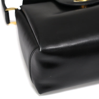 GUCCI Vintage Leather Handbag Black Size ONE SIZE