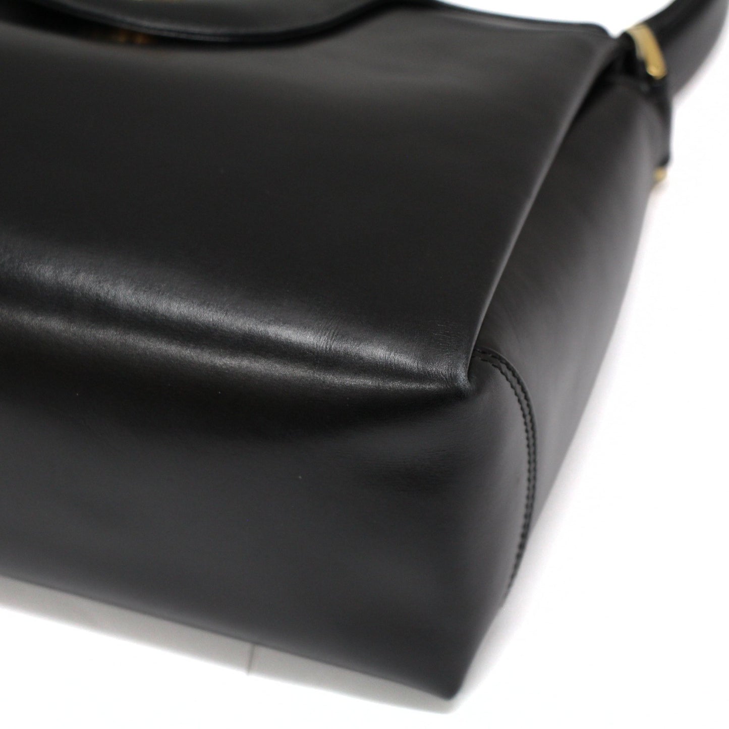 GUCCI Vintage Leather Handbag Black Size ONE SIZE