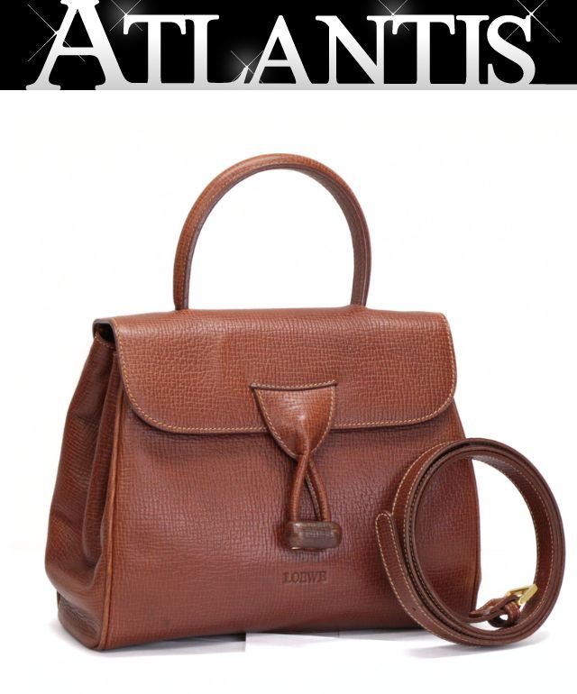 LOEWE Vintage 2-Way Leather Bag Brown Size ONE SIZE