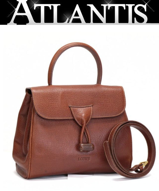 LOEWE Vintage 2-Way Leather Bag Brown Size ONE SIZE