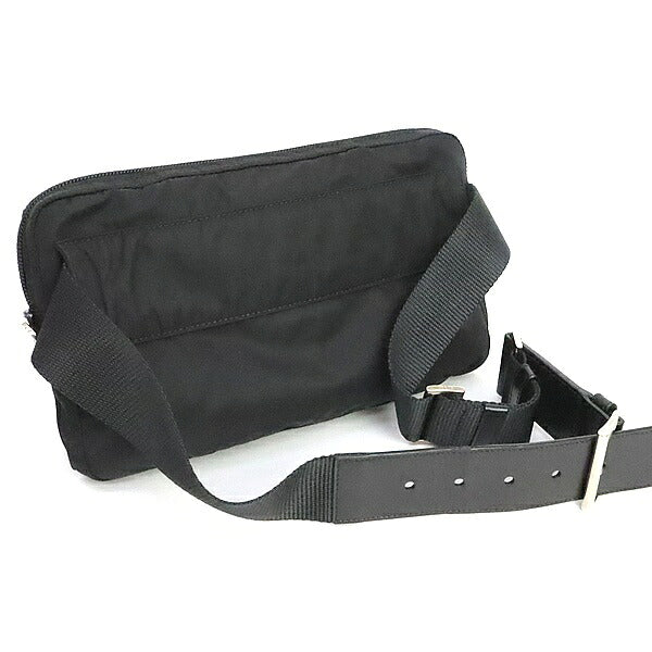 PRADA Triangle Logo Nylon Leather Bag Black Size ONE SIZE