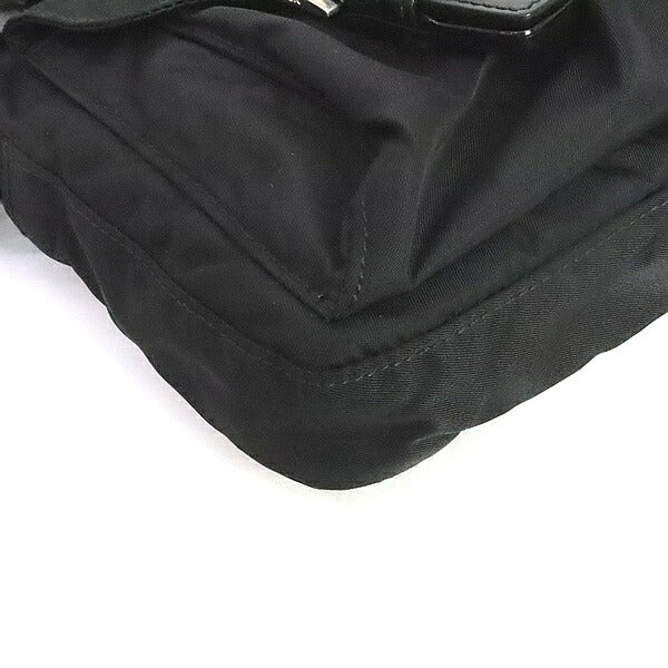 PRADA Triangle Logo Nylon Leather Bag Black Size ONE SIZE