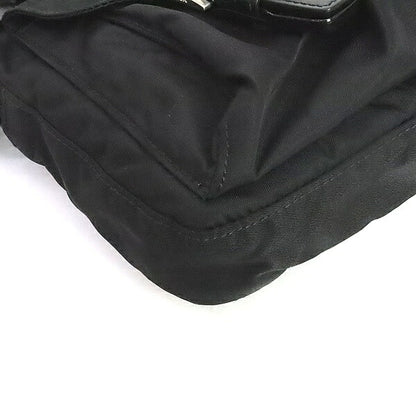 PRADA Triangle Logo Nylon Leather Bag Black Size ONE SIZE