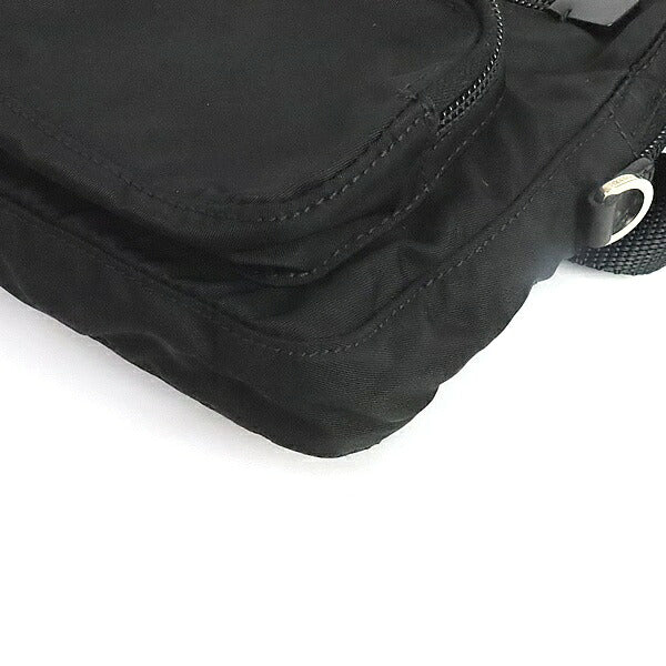 PRADA Triangle Logo Nylon Leather Bag Black Size ONE SIZE