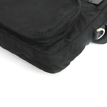 PRADA Triangle Logo Nylon Leather Bag Black Size ONE SIZE