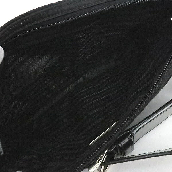PRADA Triangle Logo Nylon Leather Bag Black Size ONE SIZE