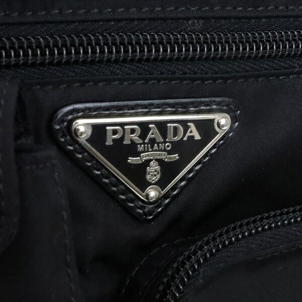 PRADA Triangle Logo Nylon Leather Bag Black Size ONE SIZE