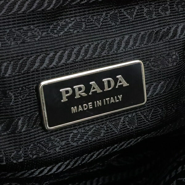 PRADA Triangle Logo Nylon Leather Bag Black Size ONE SIZE