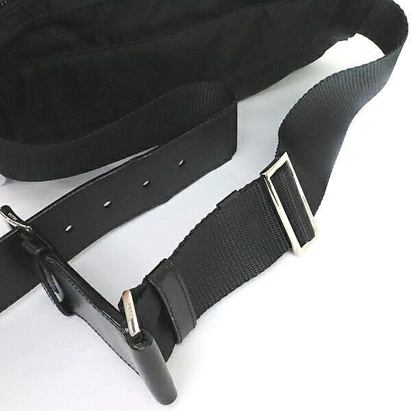 PRADA Triangle Logo Nylon Leather Bag Black Size ONE SIZE
