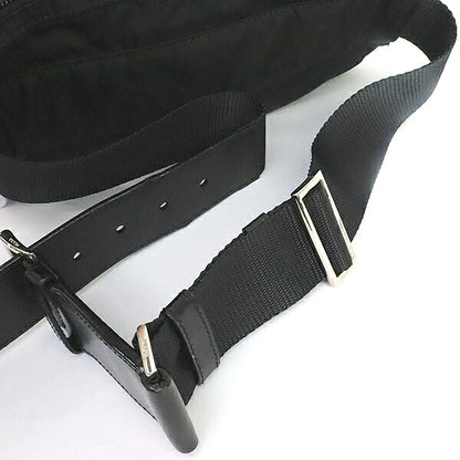 PRADA Triangle Logo Nylon Leather Bag Black Size ONE SIZE