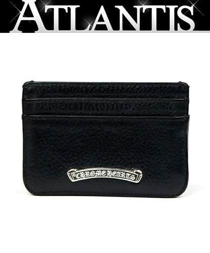 CHROME HEARTS Double-Sided Card Holder Black Leather Silver Card Case