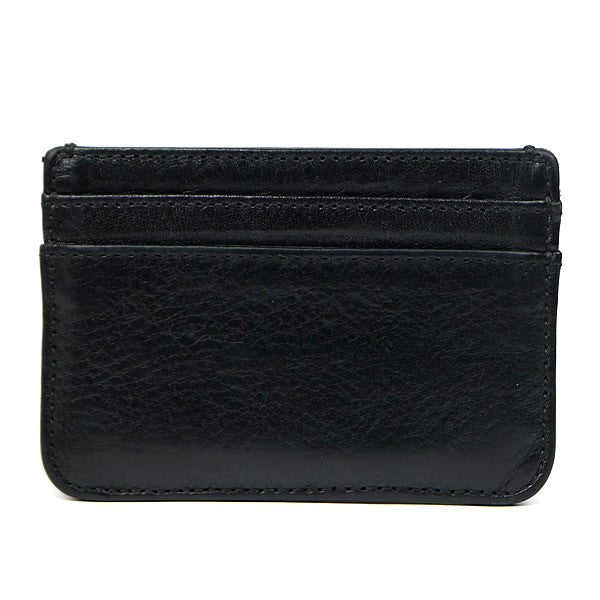CHROME HEARTS Double-Sided Card Holder Black Leather Silver Card Case
