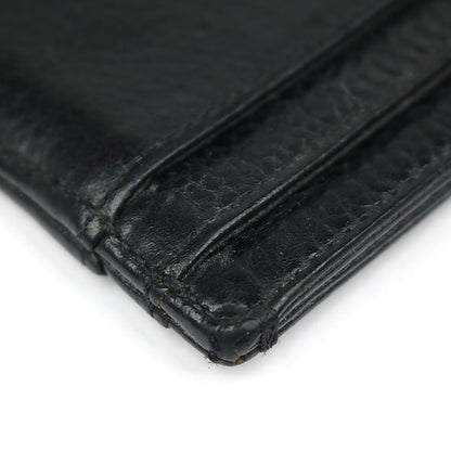 CHROME HEARTS Double-Sided Card Holder Black Leather Silver Card Case