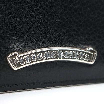 CHROME HEARTS Double-Sided Card Holder Black Leather Silver Card Case