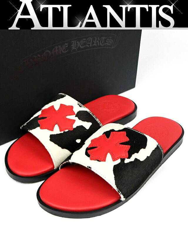 CHROME HEARTS New Cow Print Cross Sandals Multi Size EU 41