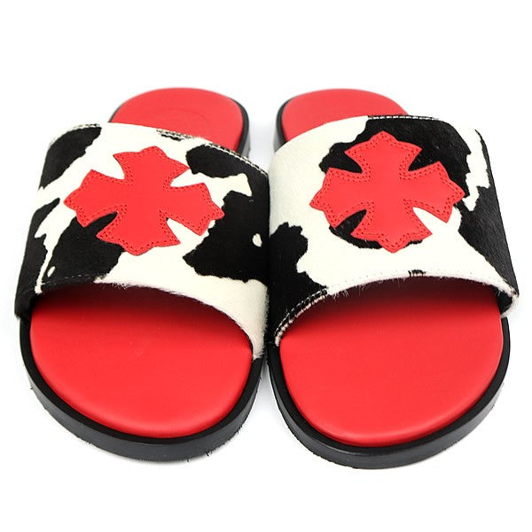 CHROME HEARTS New Cow Print Cross Sandals Multi Size EU 41