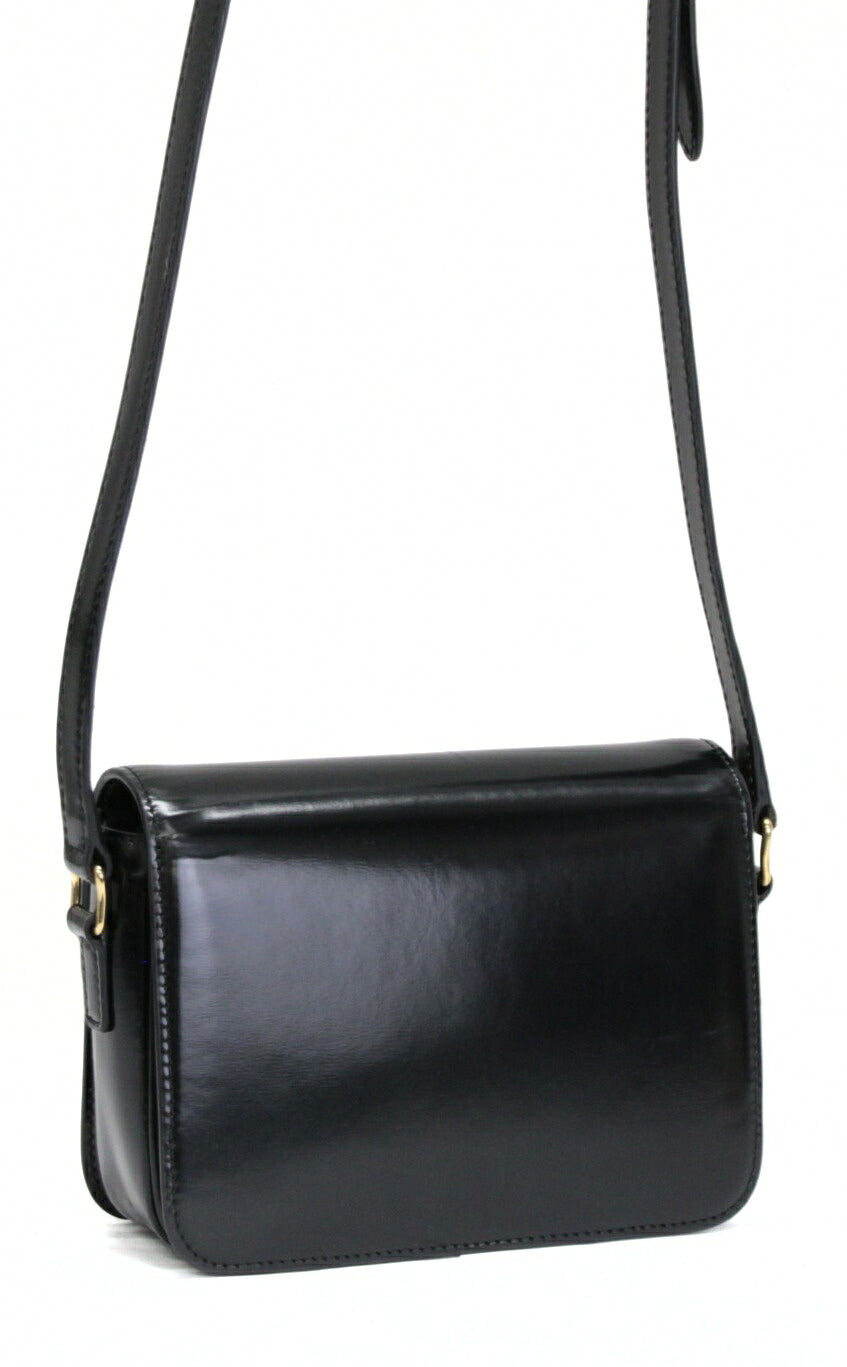 CELINE Teen Triomphe Glossy Calfskin Bag Black Size ONE SIZE