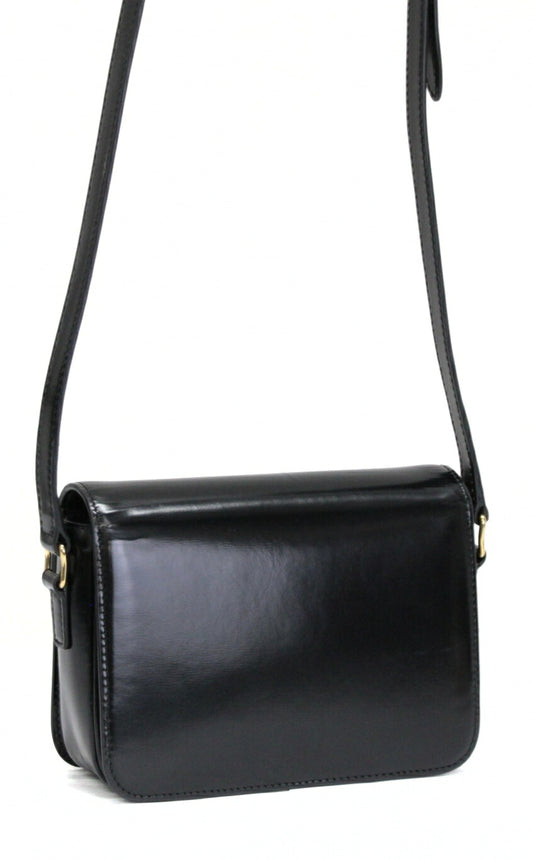 CELINE Teen Triomphe Glossy Calfskin Bag Black Size ONE SIZE