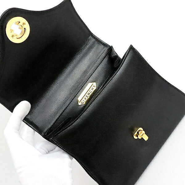 GIVENCHY Turn-lock Leather Black G-Hardware Handbag Size ONE SIZE